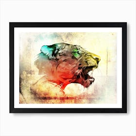 Tiger Art Illustration In A Photomontage Style 03 Art Print