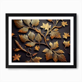 Bronze Vine Leaves Elegant Art Print