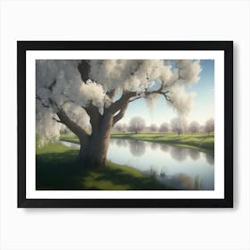 Willow Trees With New Greenery Swaying In The Spring Breeze Art Print
