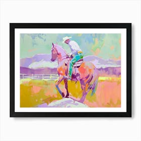 Neon Cowboy In Rocky Mountains 1 Painting Art Print