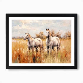 Horses Painting In Pampas Region, Argentina, Landscape 3 Art Print