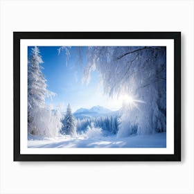 An Abstract Winter Landscape Under A Bright Sunny Sky Freshly Fallen Snow Draping White Iced Trees (6) Art Print