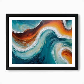 An Abstract Painting With Red, Orange And Blue Colors Art Print