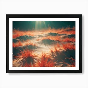 Abstract Image Of A Field Of Tall, Red Grass Illuminated By A Bright, Golden Sun Art Print