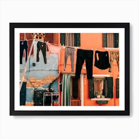 Laundry In Colorful Burano In Italy Art Print