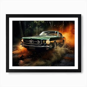 65 Green Mustang Art Print