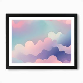 Seamless Pattern Of Colorful, Abstract Clouds In Shades Of Pink, Blue, Purple, And White Art Print