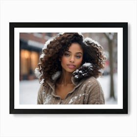 Beautiful African American Woman In Winter 4 Art Print