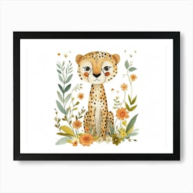 Little Floral Cheetah 1 Art Print