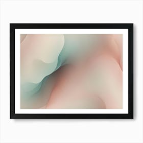 Soft, Abstract Background With Flowing Waves Of Pastel Pink, Green, And Beige Hues, Creating A Dreamy And Ethereal Atmosphere Art Print