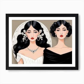 Portrait Of Two Women Art Print