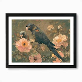 Floral Animal Illustration Parrot 1 Art Print