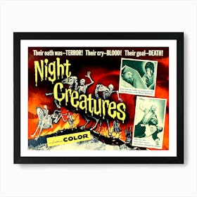 Horror Movie Poster, Night Creatures Art Print