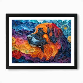 Tibetan Mastiff Paper Quilling Dog Portrait Art Print