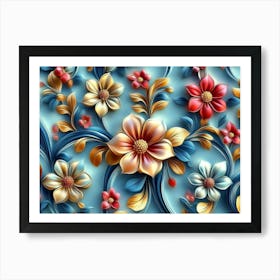 A Beautiful 3d Luxury Floral Art Print