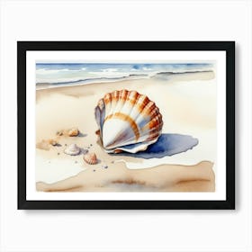 Seashell on the beach, watercolor painting 13 Art Print