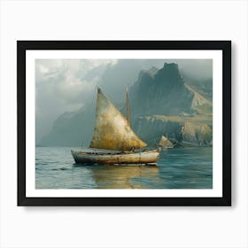 Old Boat In The Sea Art Print