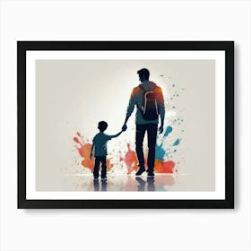 Father And Son Holding Hands Father's Day 1 Art Print