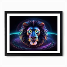 Neon Lion 1 Art Print