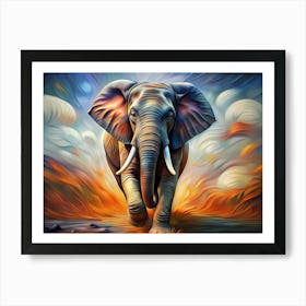 African Elephant In A Savanna Landscape Art Print