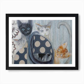 Wall Art With Four Cats Art Print