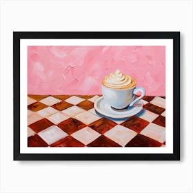 Whipped Cream Coffee On Checkboard 2 Art Print