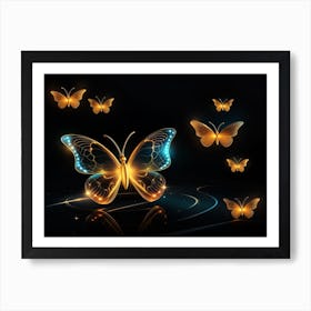 Golden Butterflies 22 Art Print