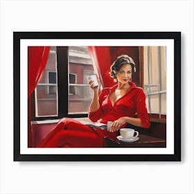 Lady In Red Art Print