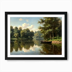 Boat On A River Art Print