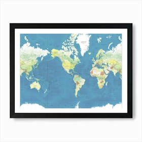 World Map Vintage Style Central America Art Print