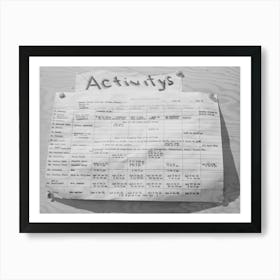 Schedule Of Camp Activities At The Fsa (Farm Security Administration) Migratory Farm Labor Camp Mobile Unit, Athena Art Print