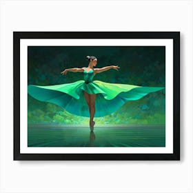 Ballerina In Green Dress Poster