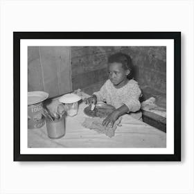 Daughter Of Tenant Farmer Eating Bread And Flour Gravy For Dinner, Wagoner County, Oklahoma By Russell Lee Art Print