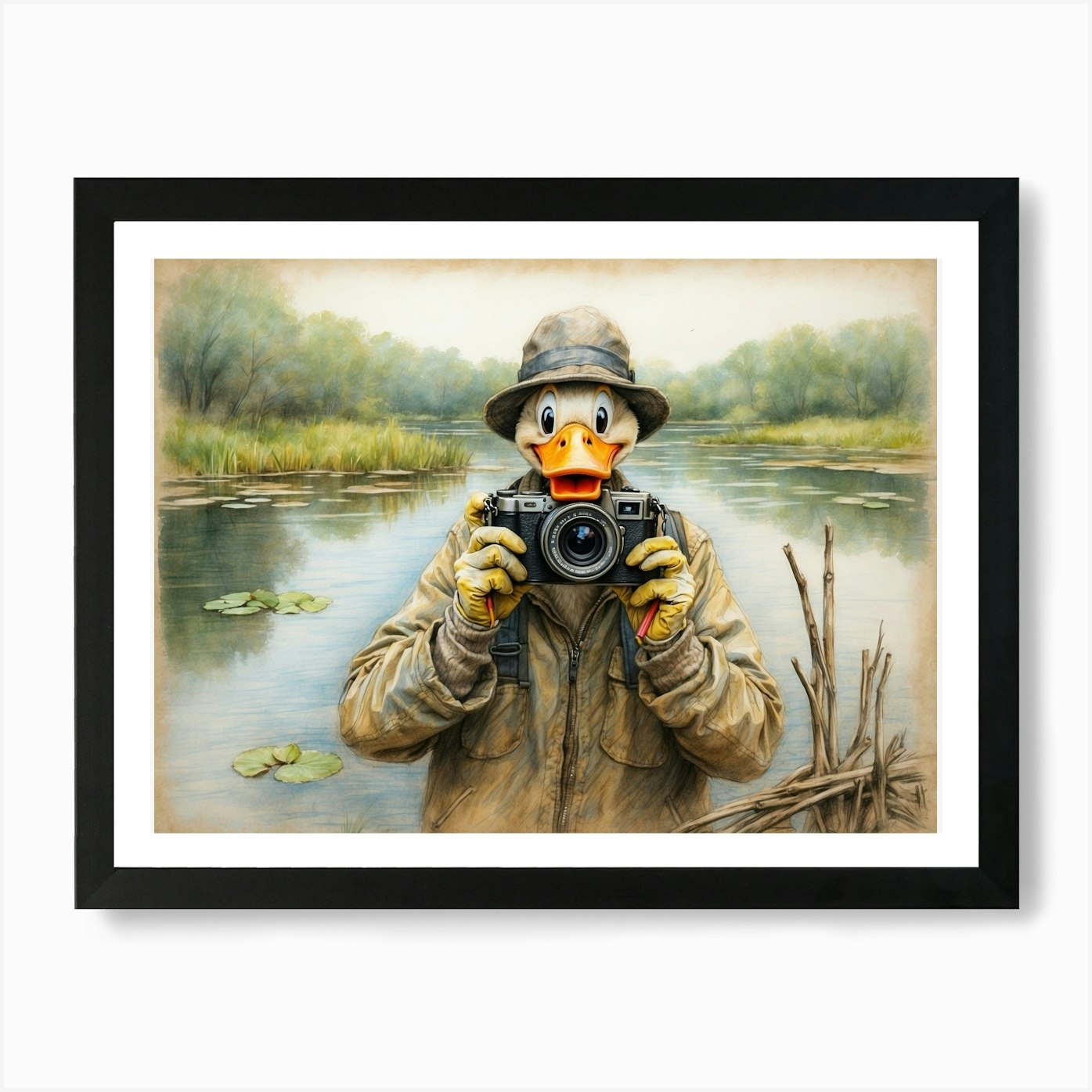 Donald Duck Photographer Art Print Framed Wall Art Poster Canvas Print Picture - Picture 2 of 4