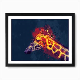 A Nice Giraffe Art Illustration In A Painting Style 06 Art Print