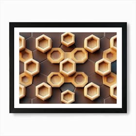 3d Design with Hexagonal Honeycomb Pattern Art Print