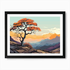 Tree In The Mountains Art Print