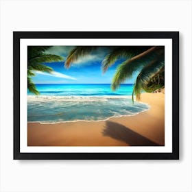 Beach With Palm Trees 2 Art Print