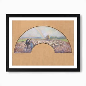 Shepherds In The Fields With Rainbow, Camille Pissarro Art Print