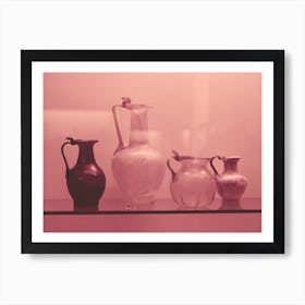 Four Vases Vintage Antique Old Kitchen Dining Beige Pink Terracotta Photo Photography Horizontal Still Life Art Print