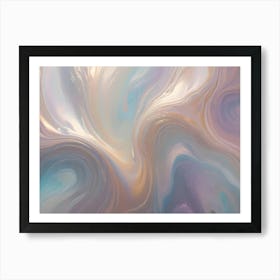 Abstract Image Of Swirling, Fluid Shapes In Shades Of Blue, Pink, And Gold, Creating A Mesmerizing And Organic Effect Art Print