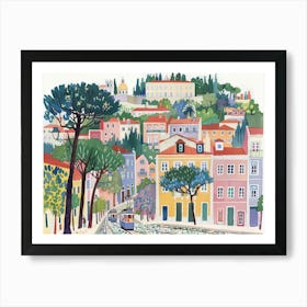 Lisbon Portugal Landscape Watercolour Art Print