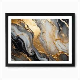 Abstract Marble Texture Swirls Of Gold And Silver Intertwining In A Lavish Dance Of Opulence Palet (3) Art Print