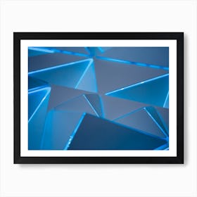 Abstract Blue Triangles Art Print