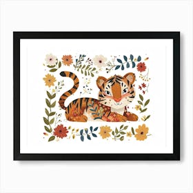 Little Floral Bengal Tiger 1 Art Print