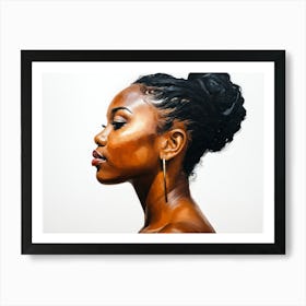 Side Profile Of Beautiful Woman Oil Painting 176 Art Print