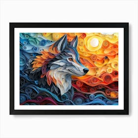 Czechoslovakian Wolf Dog Paper Quilling Dog Portrait Art Print