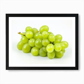 Green Grapes Isolated On White Art Print