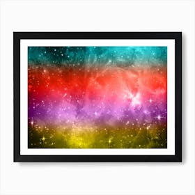 Yellow, Violet, Red, Teal Galaxy Space Background Art Print