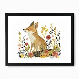 Little Floral Coyote 2 Art Print